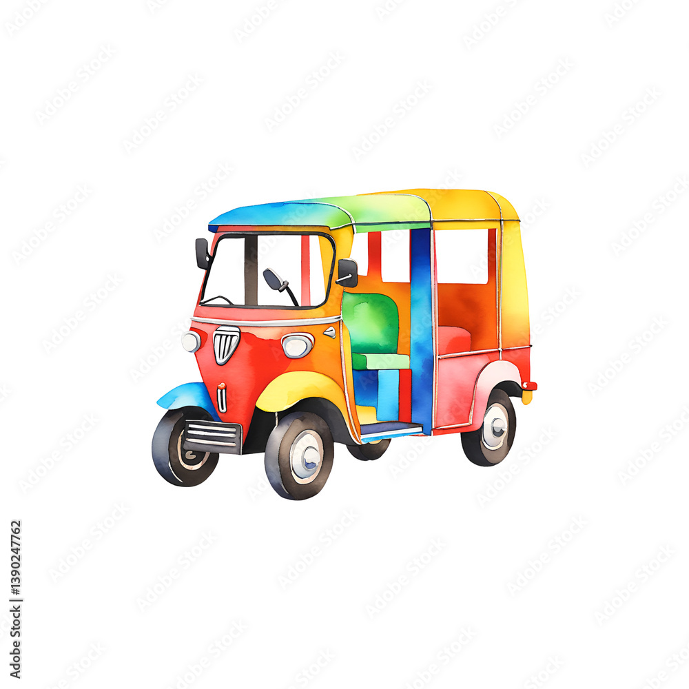 Obraz premium Watercolor toy car isolated on white