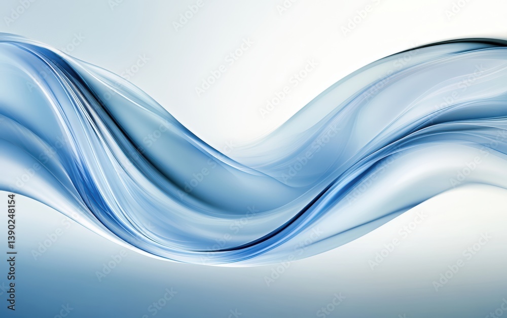 Fototapeta premium Abstract blue and white background featuring a smooth, flowing curved wave design.