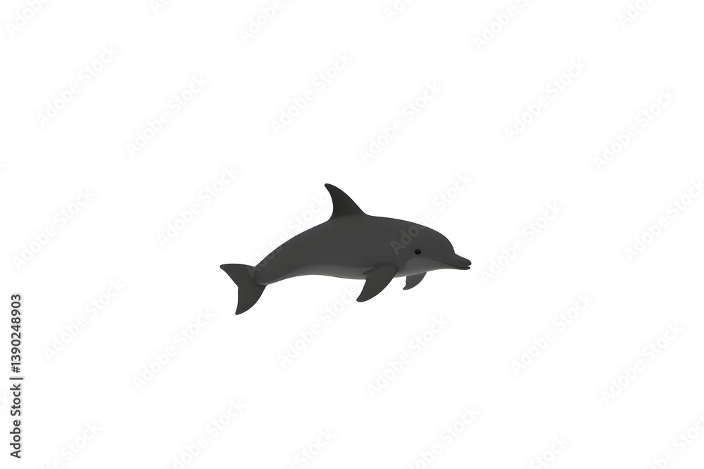 Fototapeta premium Cartoon Dolphin Swimming on White Background