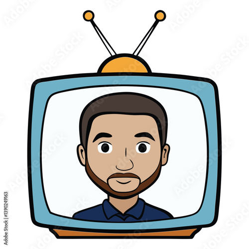 A quirky zombie with a TV for a head, screen flickering with static and eerie visuals—blending horror and tech in a surreal, post-apocalyptic twist.