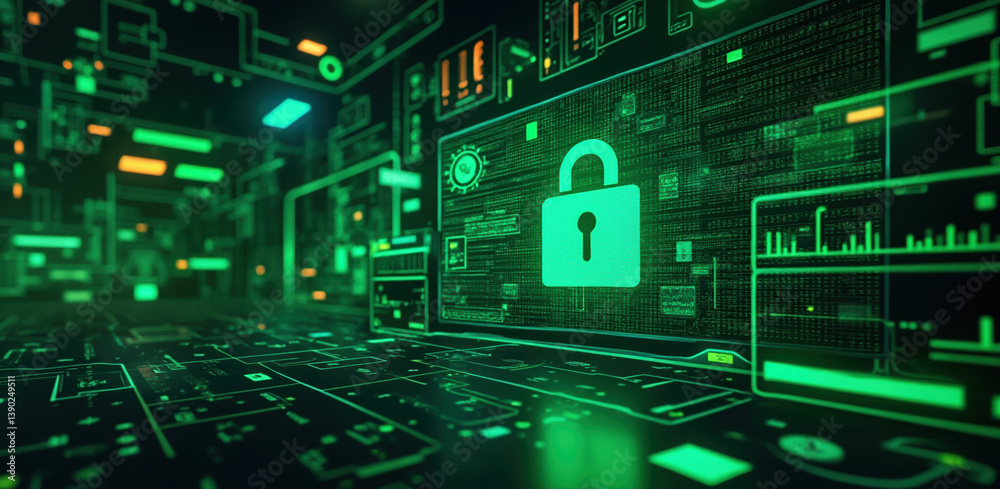 Fototapeta premium Digital security is essential for safe payments and efficient logistics in today interconnected world