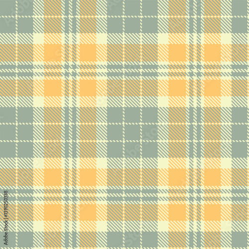 Contemporary Seamless Tartan featuring Deep ivory and Classic cement Fabric Design