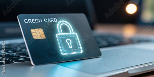 Obraz na płótnie secure credit card symbolizes importance of digital payments and security in logistics, ensuring safe transactions in today world w salonie