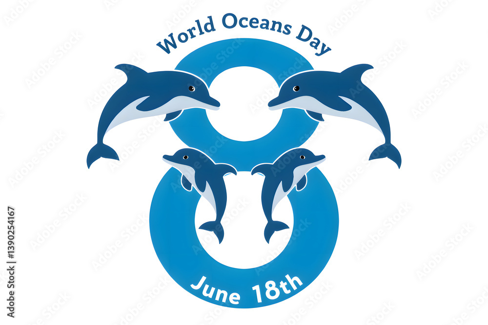 Fototapeta premium Dolphin Illustration Celebrating World Oceans Day