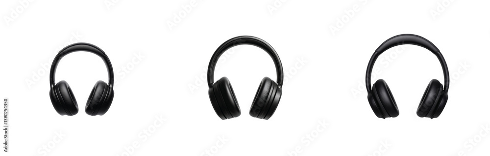 Black headphones showcase various styles featuring comfortable design and modern technology Black headphones showcase various styles featuring comfortable design and modern technology