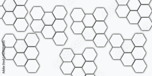 Futuristic abstract honeycomb technology white hexagon background  Surface polygon pattern with glowing hexagon paper texture and futuristic  Luxury white hexagon pattern