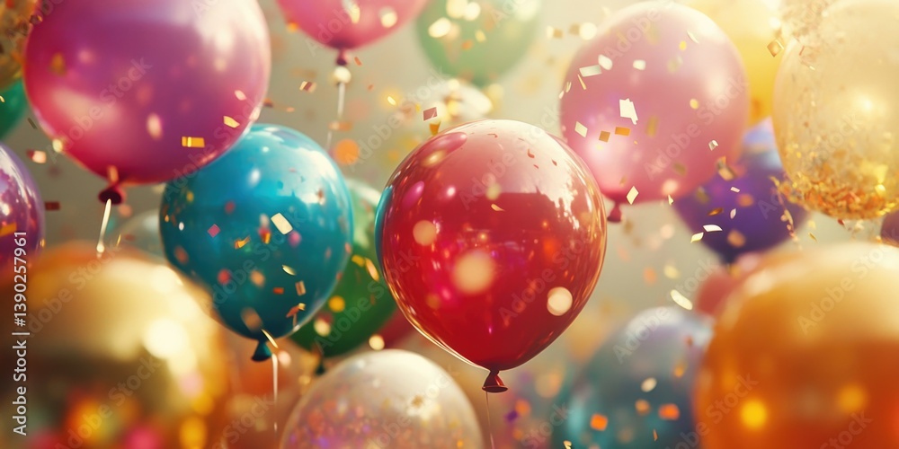 Colorful Balloons with Confetti Colorful Balloons with Confetti
