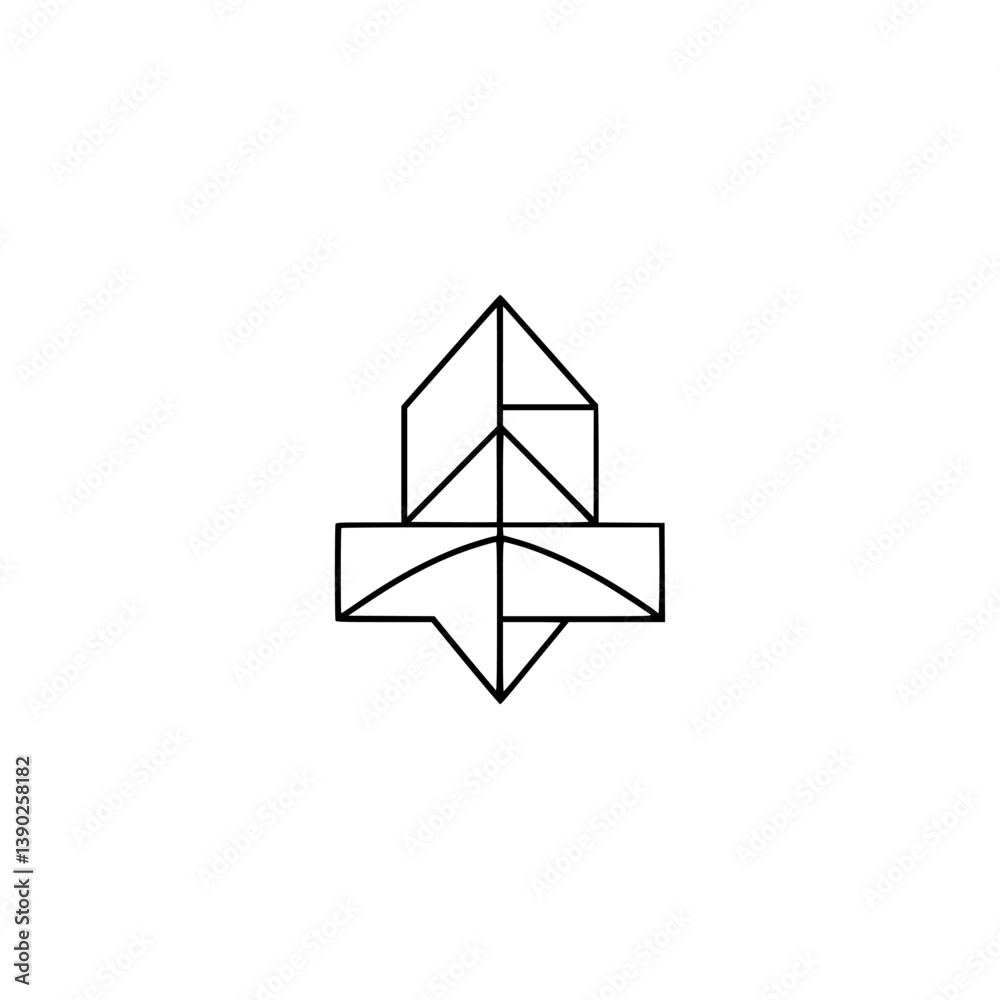 Abstract Geometric Shape Logo Design, Minimalist Black Lines Abstract Geometric Shape Logo Design, Minimalist Black Lines