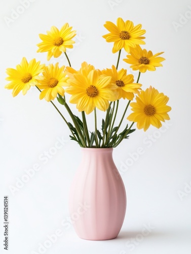 Pink Vase with Yellow Flowers