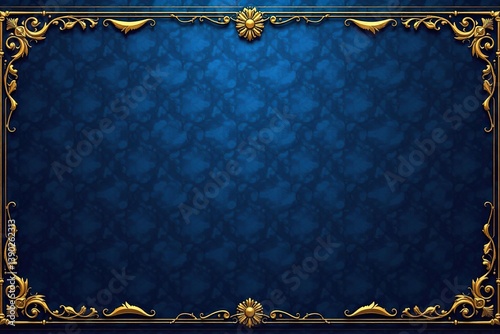 luxurious blue background with intricate golden design elements,  sophisticated,  fancy