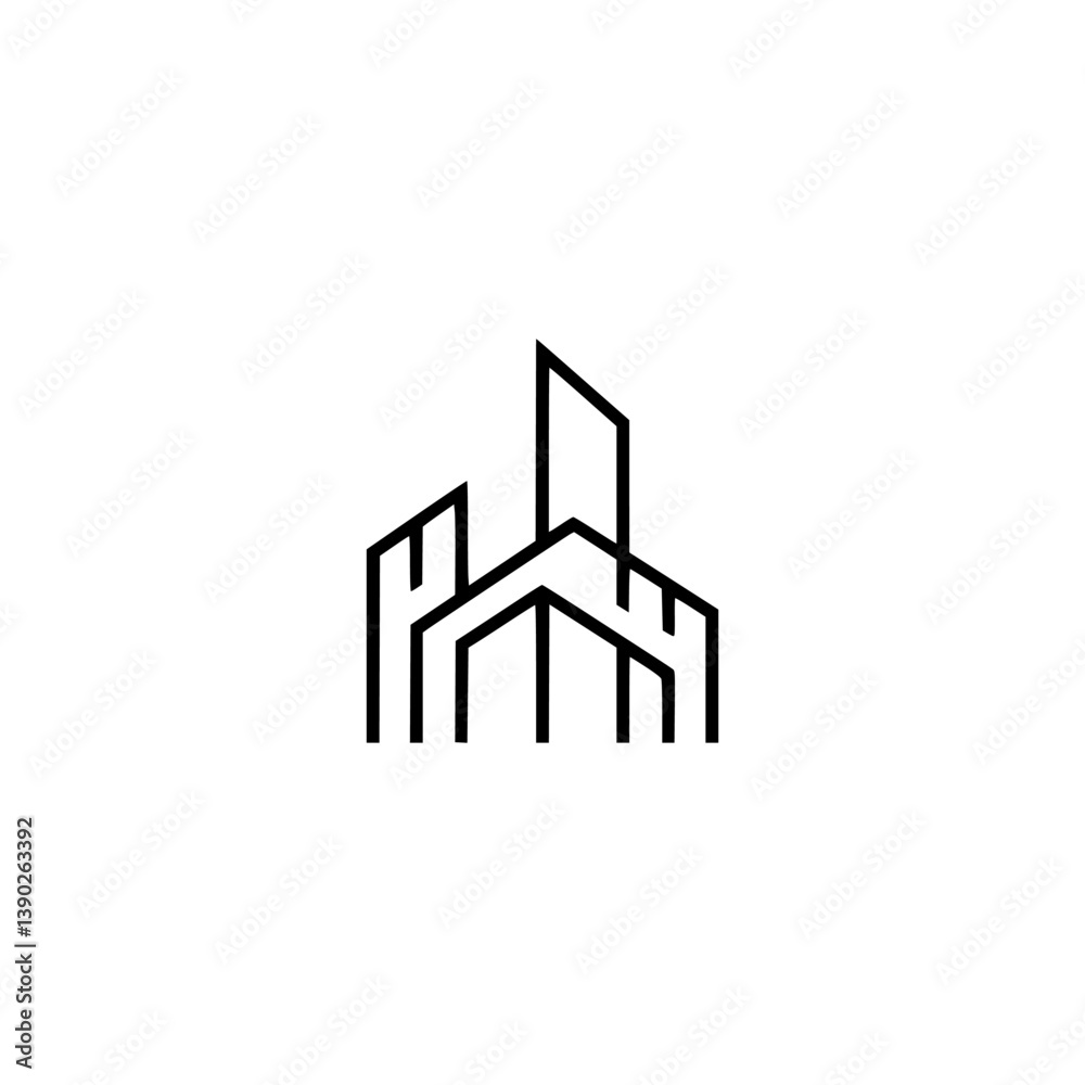 Minimalist Architectural Logo: Modern Building Abstract Design Minimalist Architectural Logo: Modern Building Abstract Design