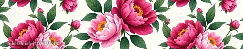 Peonies flowers plants seamless pattern design for textile, wallpaper, background, wrapping paper,  wrapping paper,  tile