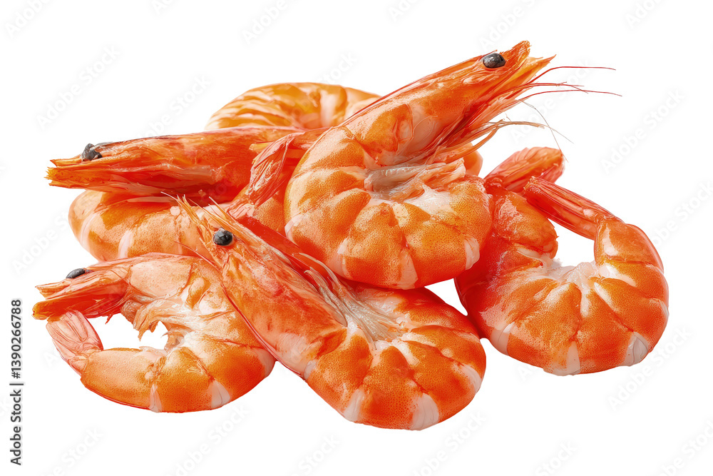 Cooked shrimp piled on transparent background Cooked shrimp piled on transparent background