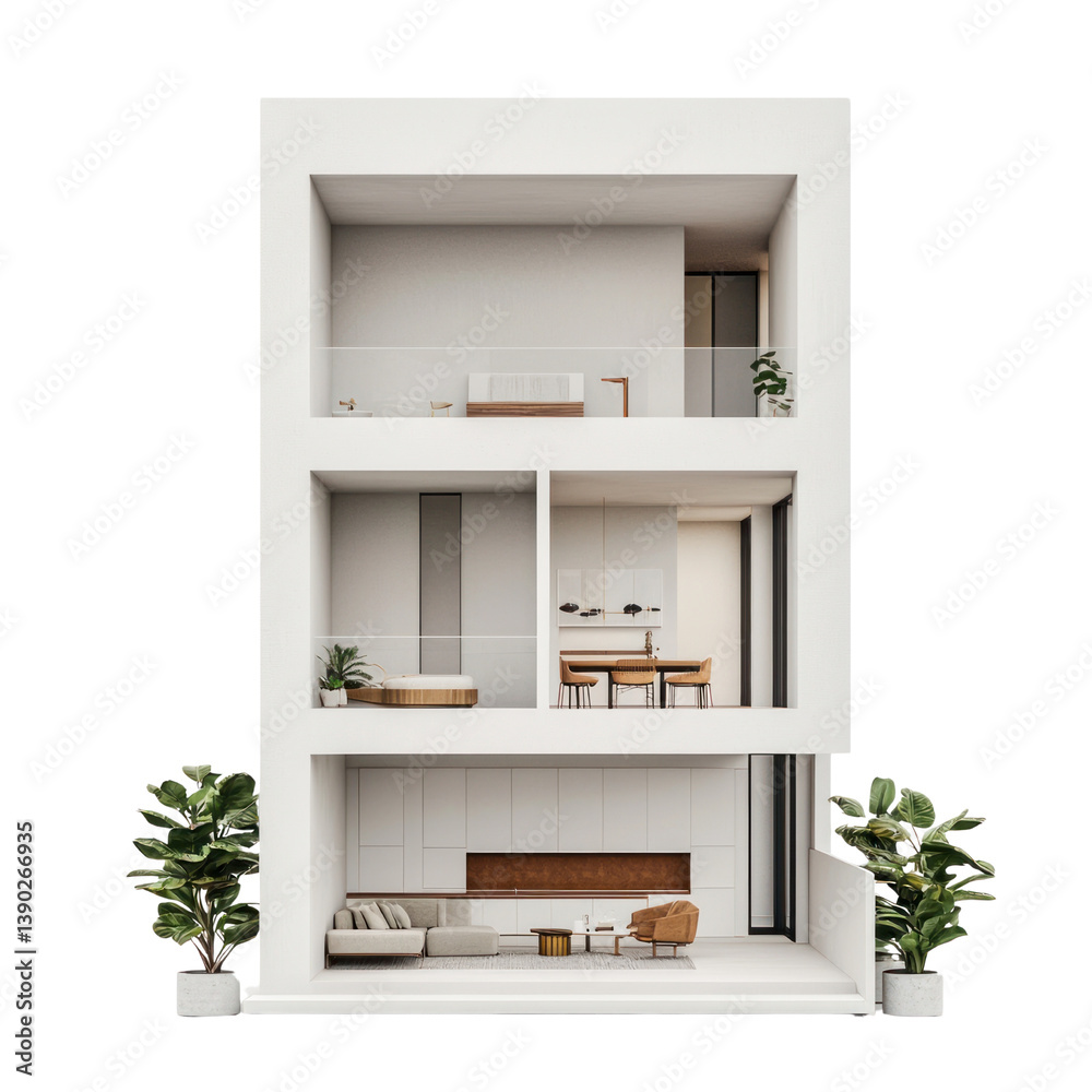 Fototapeta premium Innovative construction design modern home architectural visualization urban environment front view contemporary concept