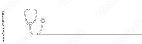 Stethoscope continuous one line drawing. Patient checkup symbol. Vector illustration.