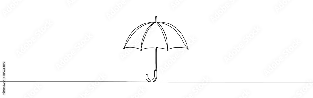 Umbrella continuous one line drawing. Rain, weather, meteorology, insurance symbol. Vector illustration. Umbrella continuous one line drawing. Rain, weather, meteorology, insurance symbol. Vector illustration.
