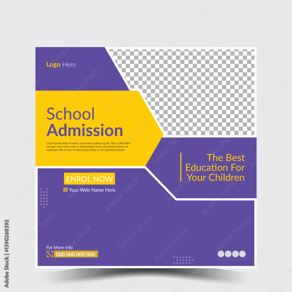 Fototapeta premium Professional educational social media design template vector