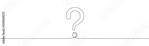 Question mark continuous one line drawing. Asking sign in simple linear style. Quest, quiz concept. Vector illustration.