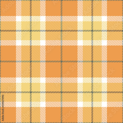 Mellow medium grey and Muted pale orange Seamless Tartan Fabric Design