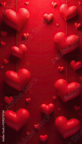 Red hearts background design with a romantic and passionate theme,  pattern,  festive
