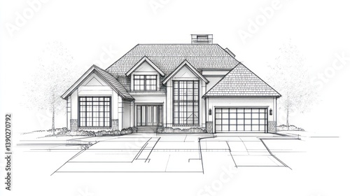Architectural drawing of a modern house design