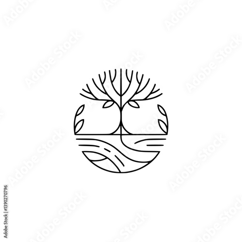 Minimalist Line Art Tree Logo: Nature, Branding, & Sustainability Concept