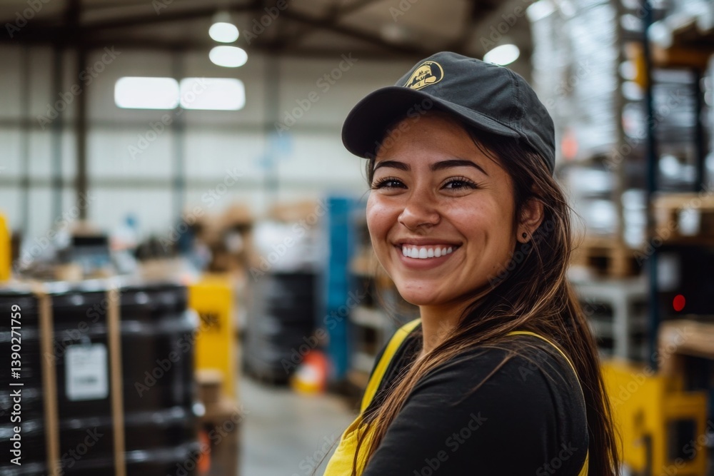 Smiling portrait of female warehouse managers Smiling portrait of female warehouse managers