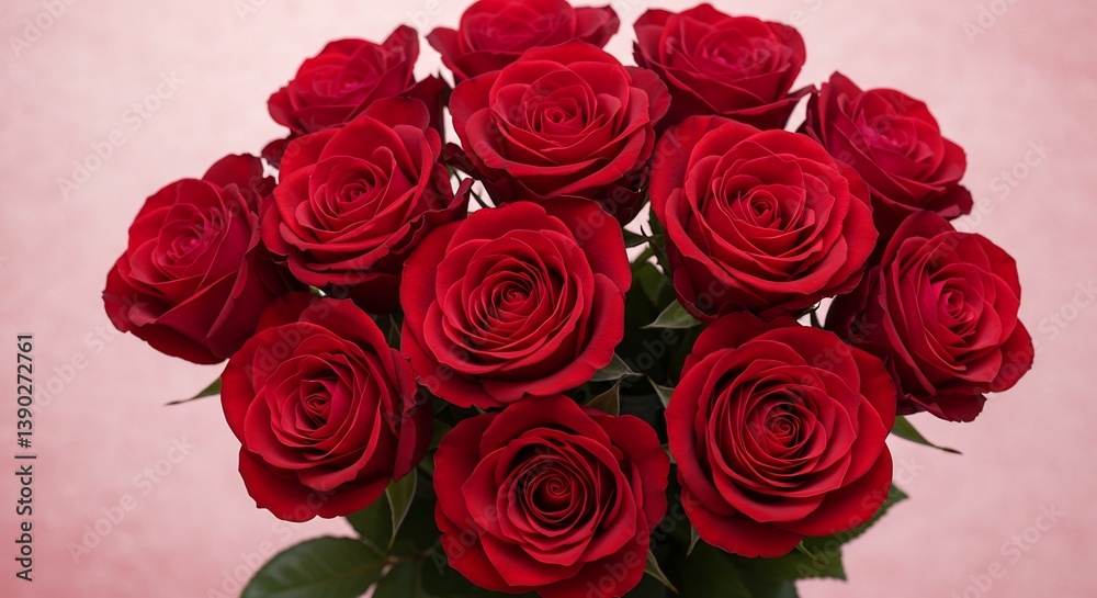 Romantic red roses bouquet soft light. AI Generated