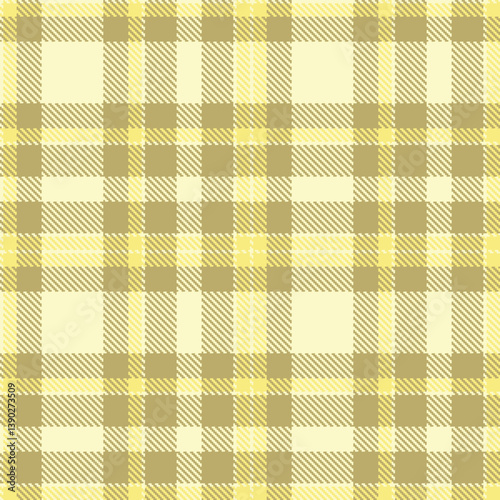 Contemporary Seamless Tartan featuring Classic ivory and Bright khaki Fabric Design