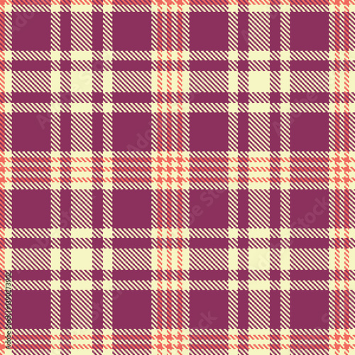 Contemporary Bright ivory & Warm red purple Seamless Tartan Fabric Design