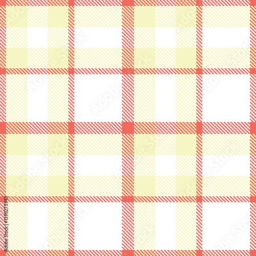Dusty coral Seamless Tartan with Vibrant ivory accents Fabric Design