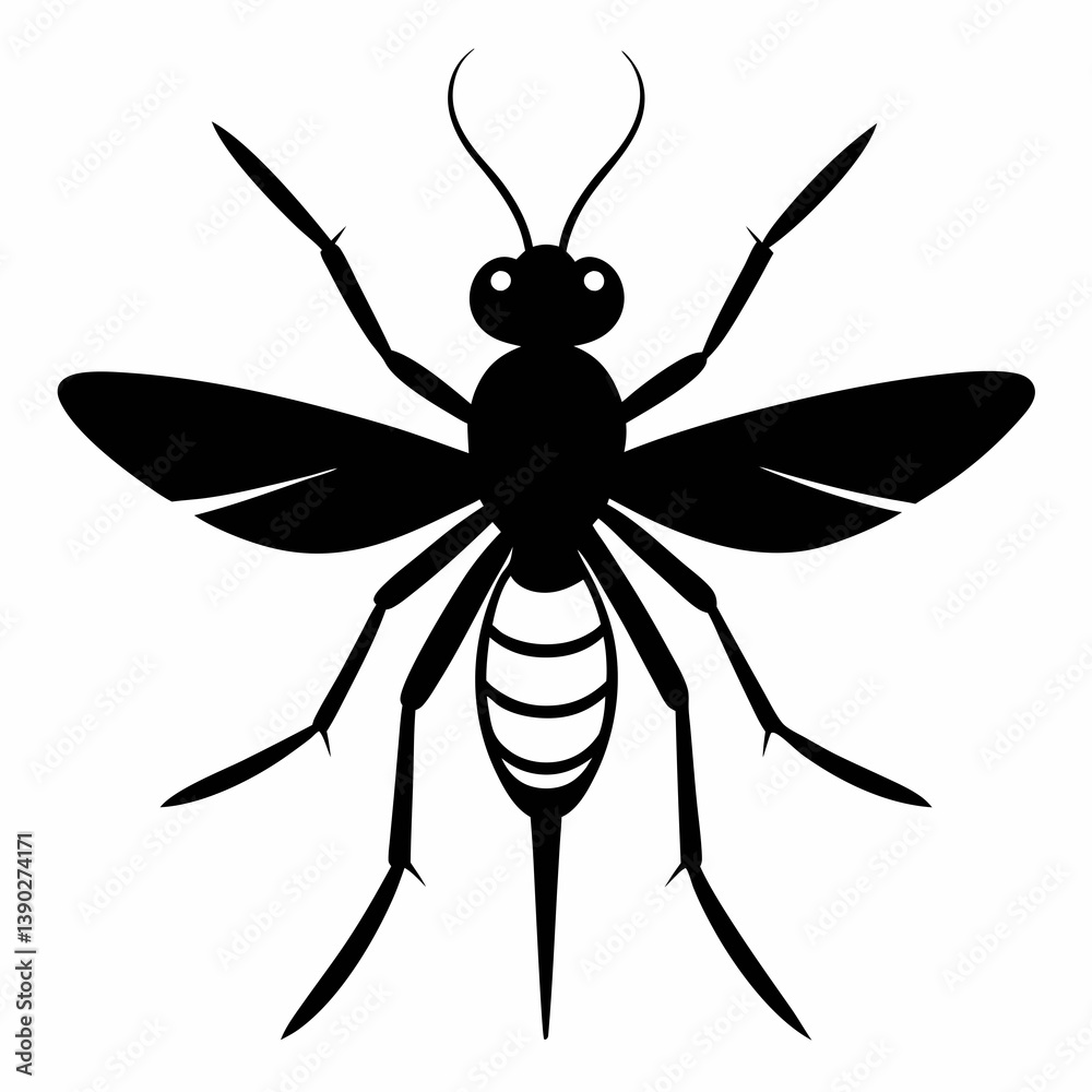 Mosquito vector silhouette black design white background Mosquito vector silhouette black design white background