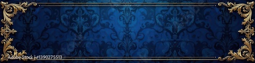 Royal vintage Gothic background with Baroque pattern in dark blue ultramarine, Rococo style, vector EPS 10,  EPS 10,  Baroque