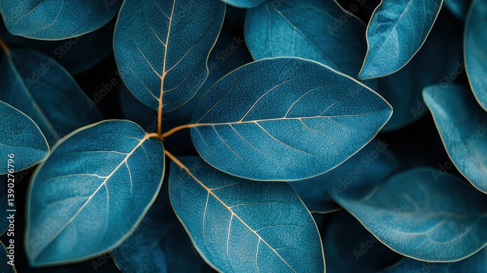 Obraz premium Deep teal leaves close-up