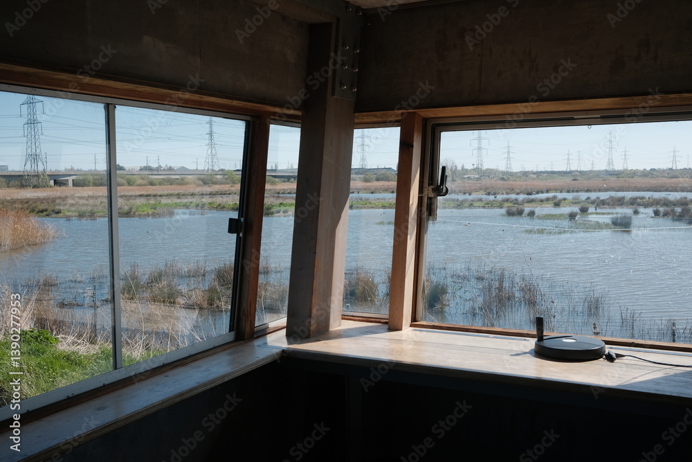 Fototapeta premium view from the window of birdwatch hide