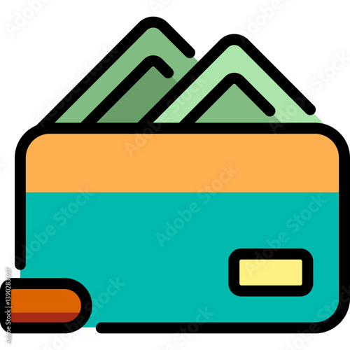 Wealth: A simple yet impactful illustration features a wallet brimming with cash, a visual symbol of financial prosperity and abundance.