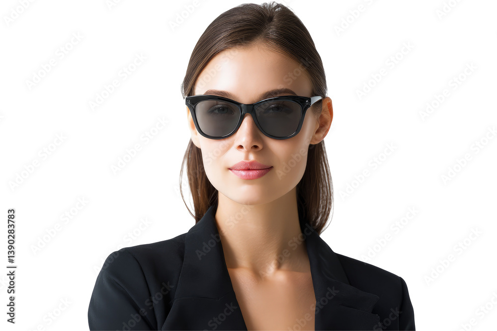 Woman in sunglasses, studio portrait on transparent background Woman in sunglasses, studio portrait on transparent background