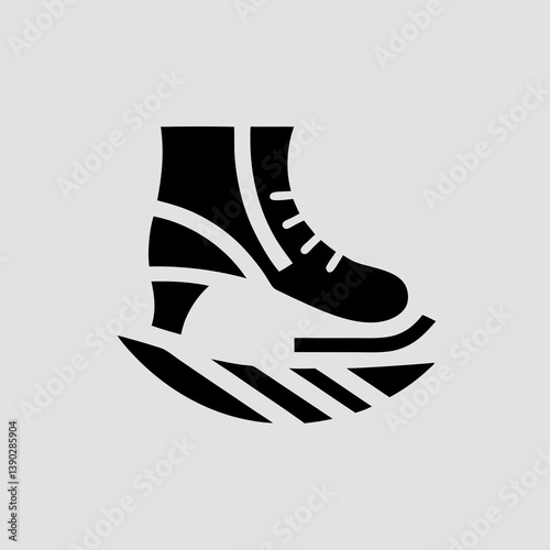 Illustration of a black kangoo jump boot on a gray background