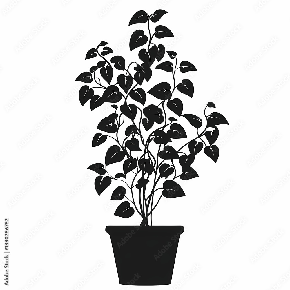 Fototapeta premium Indoor Plant Silhouette Art: Elevate Home Decor with Stylish and Elegant Greenery