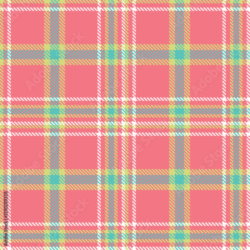 Iridescent greenish beige Seamless Tartan with Smoky blush pink accents Fabric Design