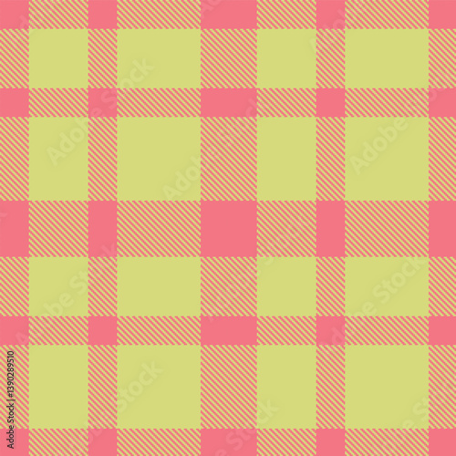 Contemporary Highland blush pink & Metallic greenish beige Seamless Tartan Fabric Design