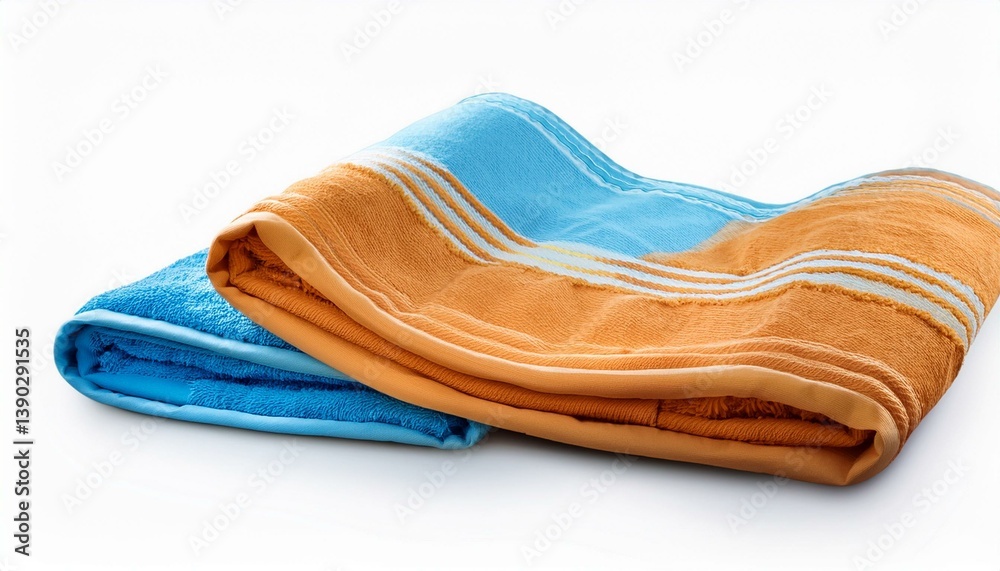 Folded orange and blue bath towels Folded orange and blue bath towels
