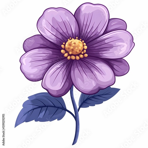 Vibrant Purple Flower Blossom: A Detailed Illustration of Natural Botanical Beauty