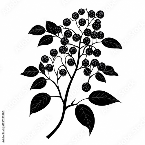 Premium Botanical Illustration: Nature-Inspired Floral Design with Leaves and Berries