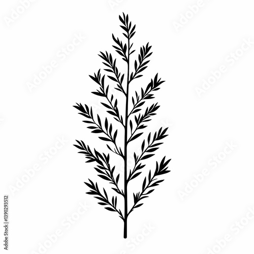 Botanical Black and White Leaf Silhouette Illustration: Modern Eco-Friendly Art Design