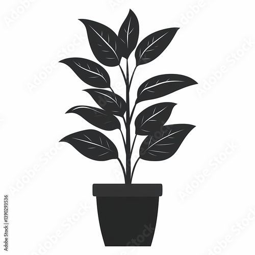 Decorative Indoor Houseplant Silhouette: Foliage, Greenery, and Botanical Art for Modern Home Decor