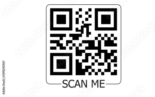 Qr Code Scan Me Label Barcode On Transparent Background, vector QR code image, png QR code image