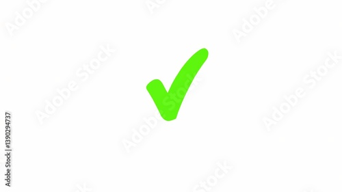 Green checkmark icon with smooth edges, flat graphic style, isolated on white background, symbolizing approval, success, or correctness