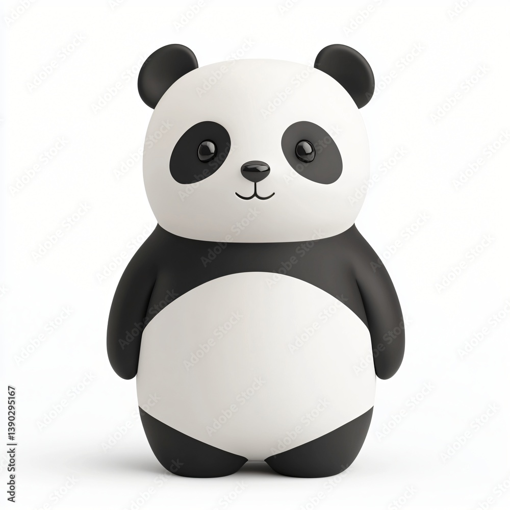 Naklejka premium Adorable Cartoon Panda Bear Illustration Cute 3D Render Happy Animal Character Design