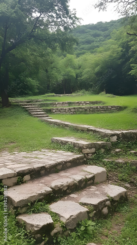 Stone Steps ascend Green Hillside Stone Steps ascend Green Hillside